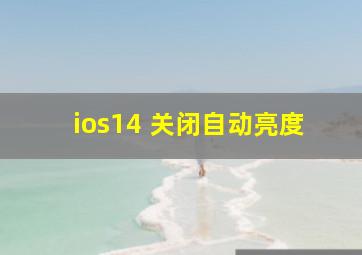 ios14 关闭自动亮度